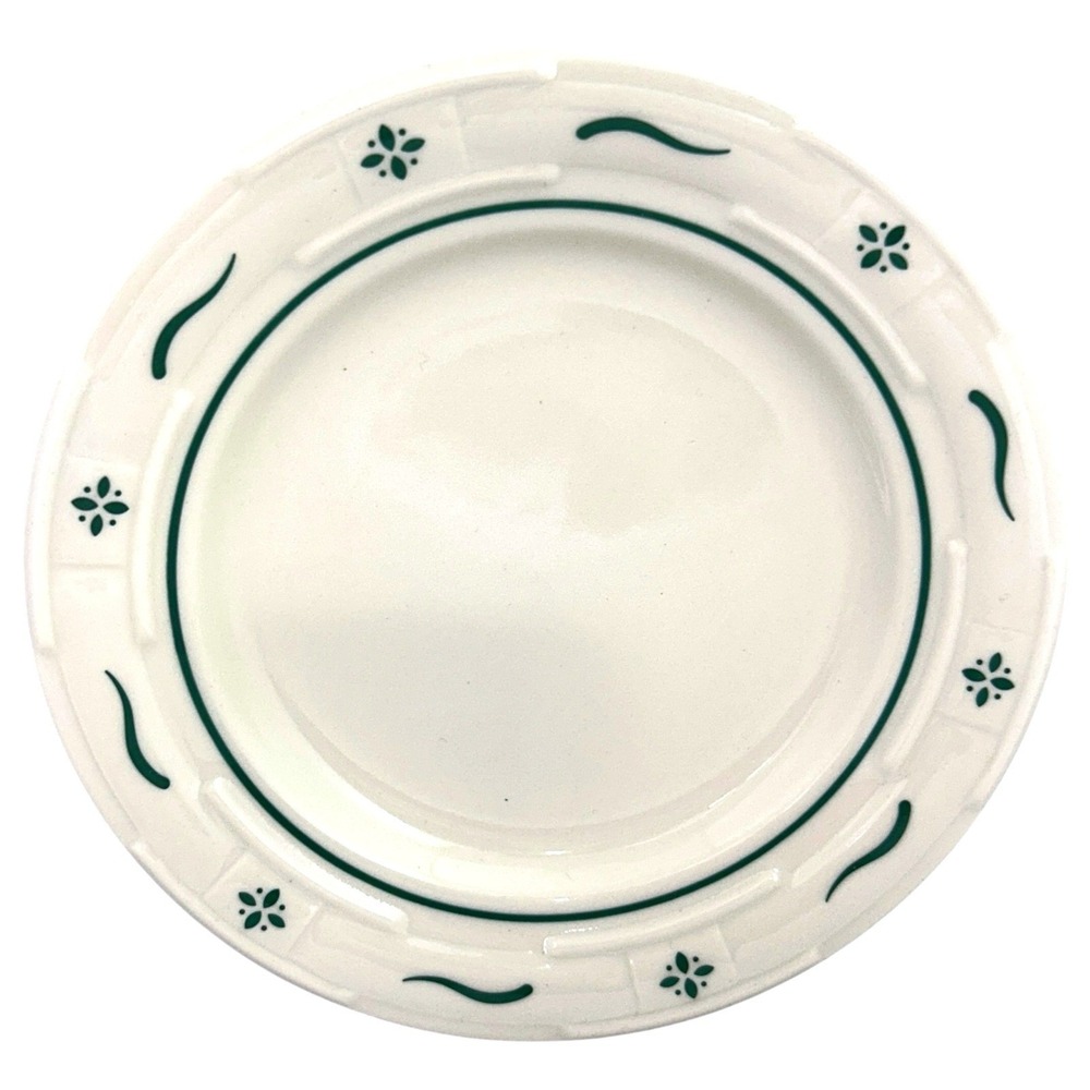 Longaberger Pottery Bread Plate Woven Traditions Green 7.25" Plate